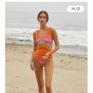 Farm Rio multicolor cutout one piece swimsuit